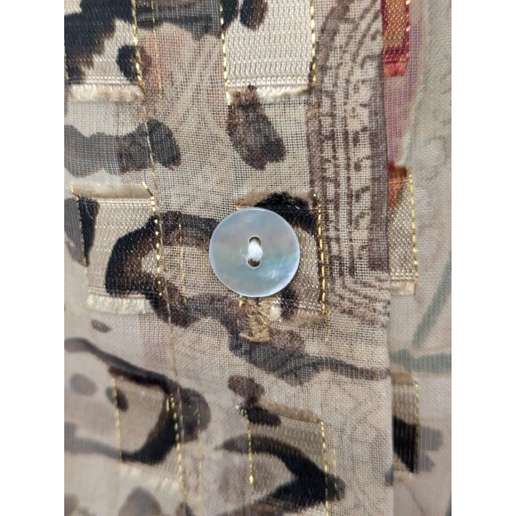 Vintage Graff Sheer Animal Print Gold Thread Square Blouse Top sz M Retro Boho - Picture 10 of 11